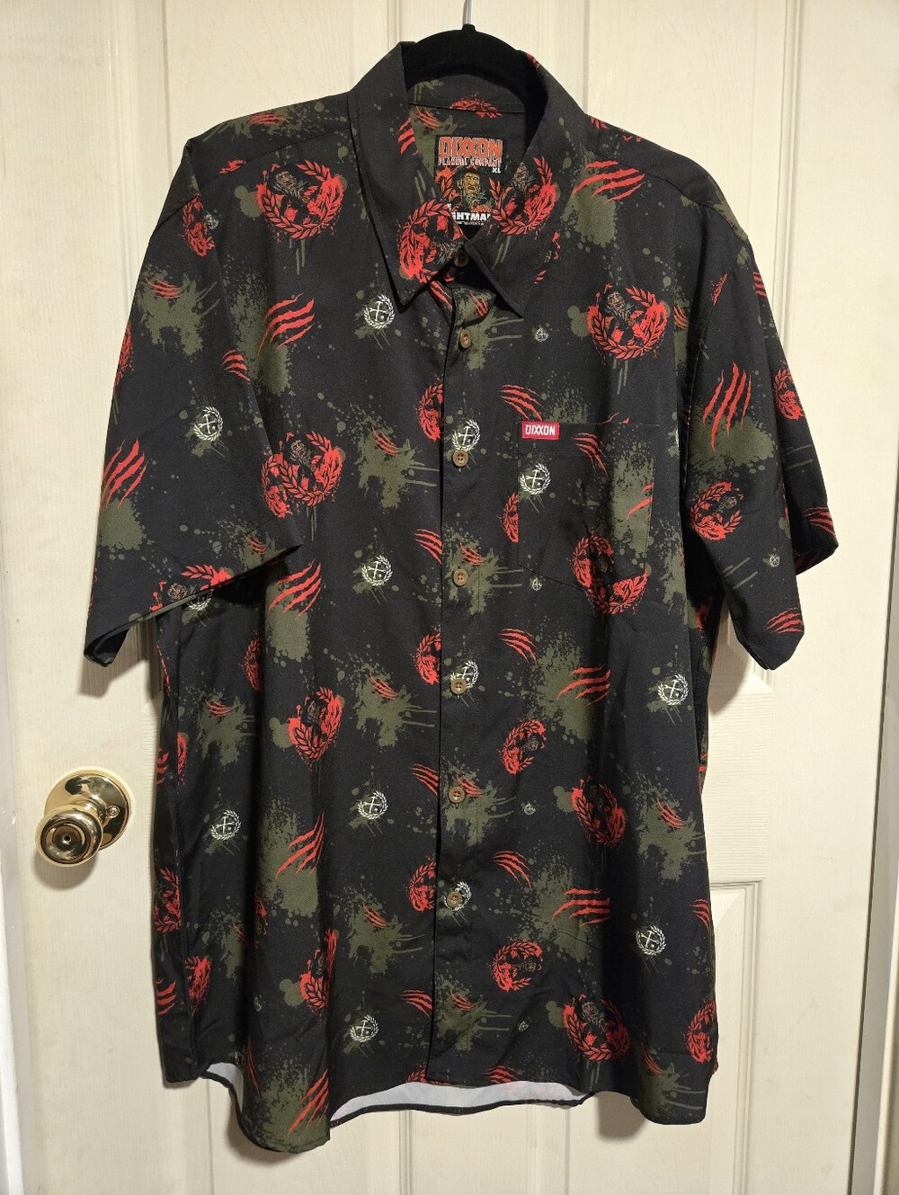 DIXXON Black Short-Sleeve Button-Down Shirt Freddy Krueger Print LIMITED EDITION